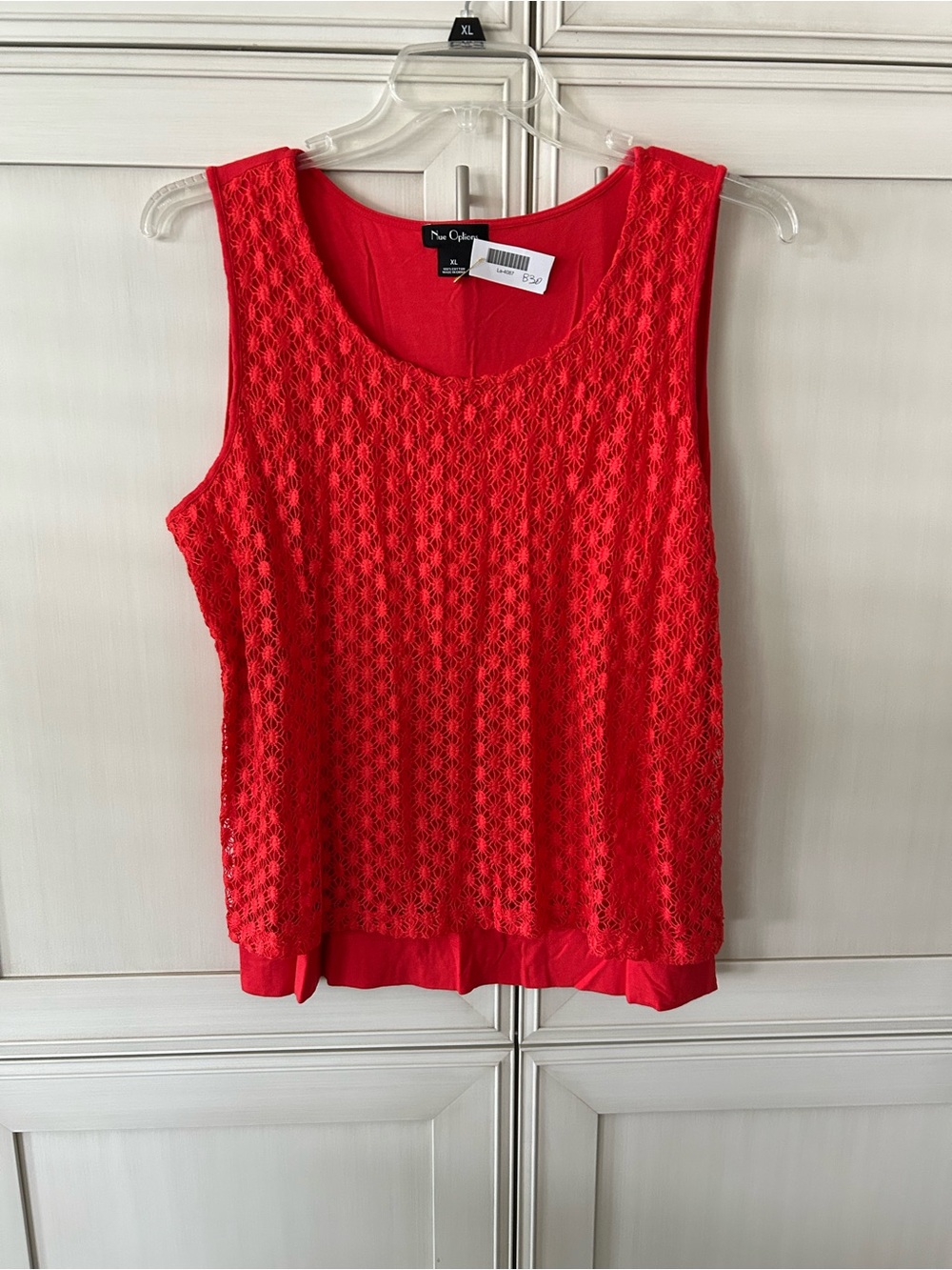 Nue Options Coral Crochet Overlay Tank Top
